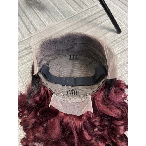 #1b/99j Double Drawn Bouncy Curl 13x4 Transparent Lace Full Frontal 300% Density Wig | Human Hair Wig | Lace Front